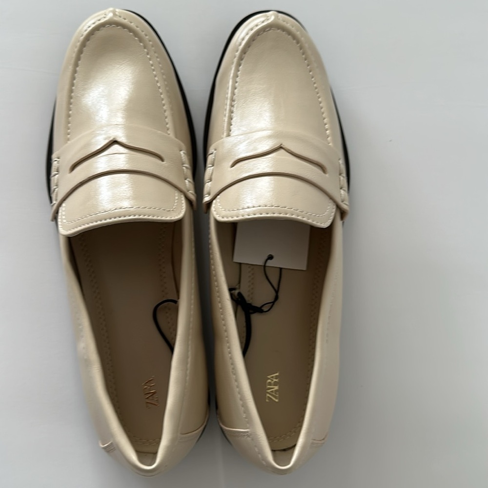 Zara Cream Women’s Loafers Size 8 - Picture 4 of 17